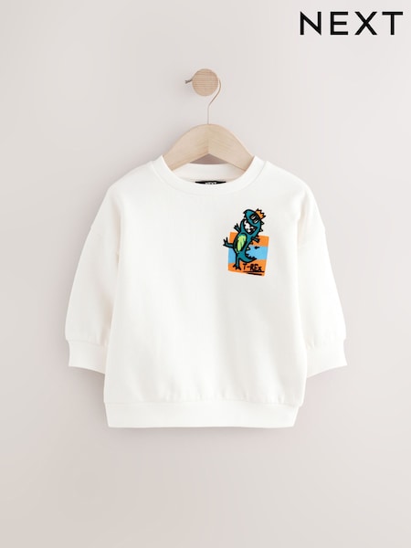 Biały - Crew Neck Sweatshirt (3mths-7yrs) (E60826) | 75 zł - 85 zł