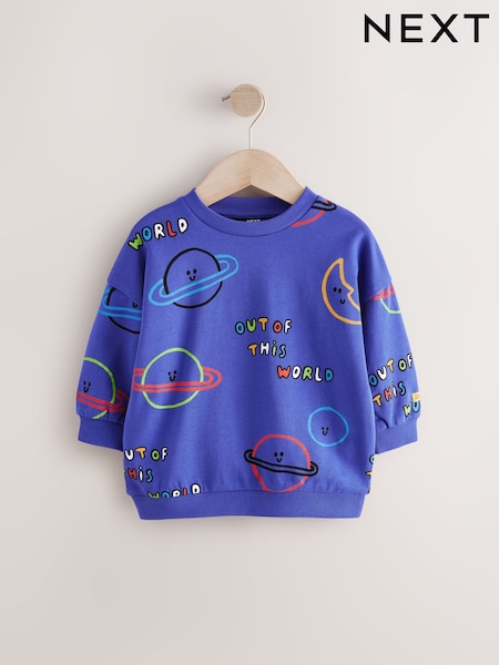 Blue Space All-Over Print Crew Neck Sweatshirt (3mths-7yrs) (E60828) | €10 - €12