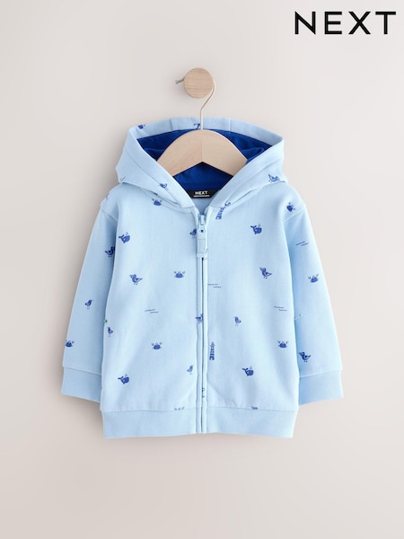 Light Blue 100% Cotton All Over Print Zip Through Hoodie (3mths-7yrs) (E60831) | R$ 130 - R$ 150