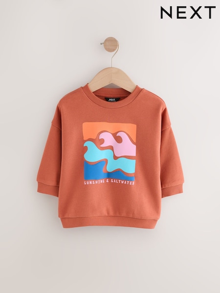 Kellanruskea Ruskea - Painettu Pyöreä kaula-aukko Cotton Collegepaita (3kk-7v.) (E60834) | €14 - €17