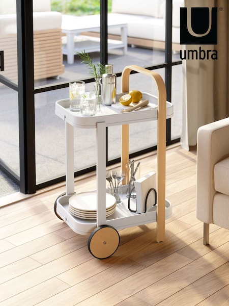 Umbra White/Natural Bellwood Bar Serving Cart (E60870) | €283