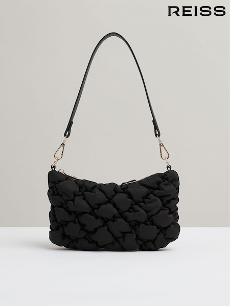 Reiss Black Ellie Quilted Shoulder Bag (E60875) | €119