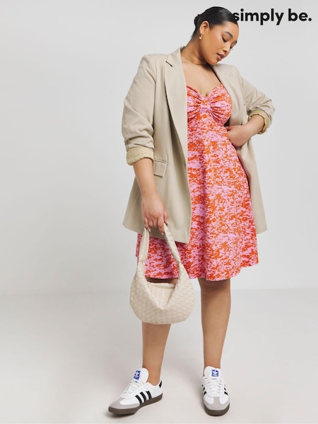 Simply Be Pink Supersoft Knot Front Skater Dress (E60963) | €19