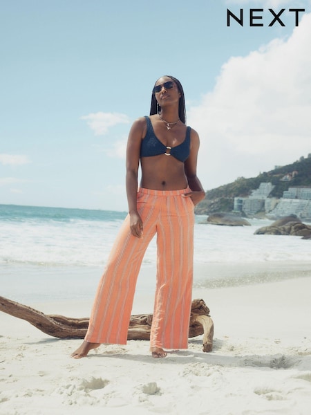 Orange Stripe - Cotton Wide Leg Trousers (E60977) | 33 €