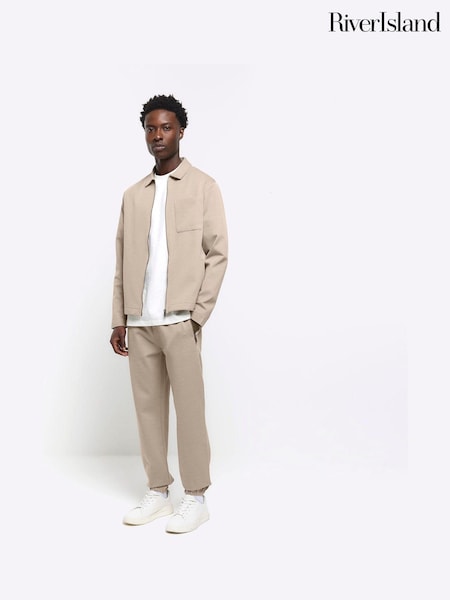 River Island Natural Stone Slim Fit Textured Smart Joggers (E60985) | €23