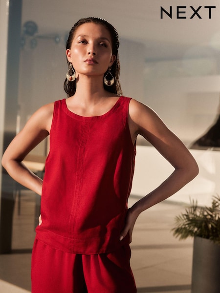 Rot - Muschelwesten-Top mit Leinen (E60994) | 22 €