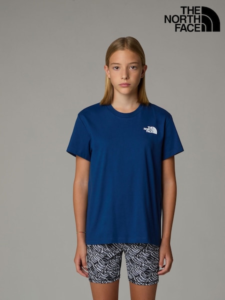 Albastru - Tricou lejer din bumbac 100% pentru fete The North Face Redbox (E61127) | 179 LEI