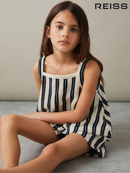 Reiss Navy June 9-13 yrs Towelling Vest Top and Shorts Set (E61252) | €59