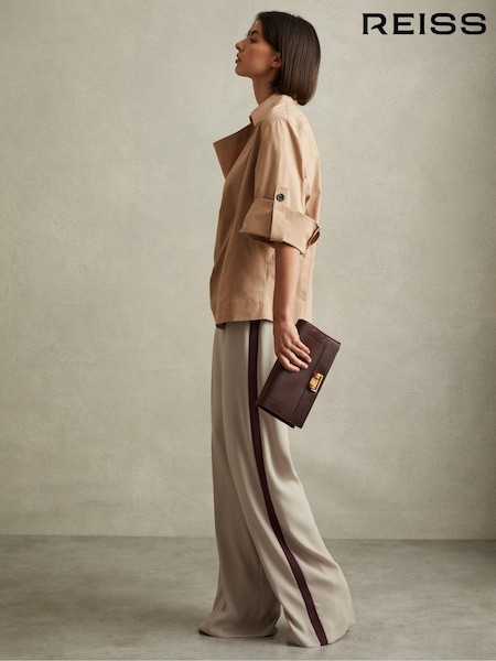 Reiss Stone Isla Side Stripe Wide Leg Trousers (E61259) | kr3 007