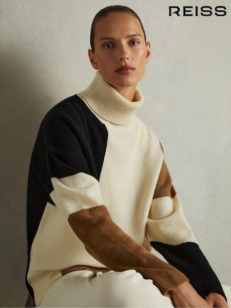 Reiss Ezra Wool-Cashmere Colourblock-Intarsia Jumper (E61262) | ‏1,152‏₪