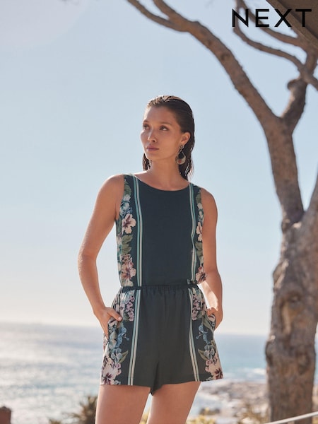Teal Green Boy Shorts With Linen (E61278) | €33