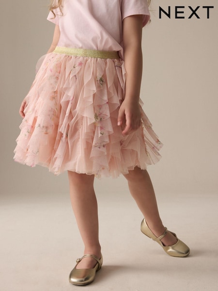 Pink Frill Mesh Floral Printed Skirt (3-16yrs) (E61291) | 119 QAR - 148 QAR
