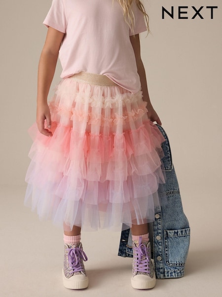Multi Rainbow Frill Tiered Mesh Skirt (3-16yrs) (E61293) | 84 QAR - 109 QAR