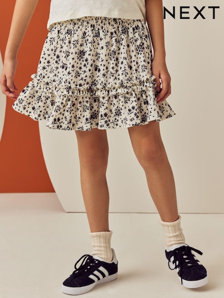 שחור/לבן פרחוני - Textured Frill Skirt (3-16yrs) (E61297) | ‏42‏₪ - ‏63‏ ₪