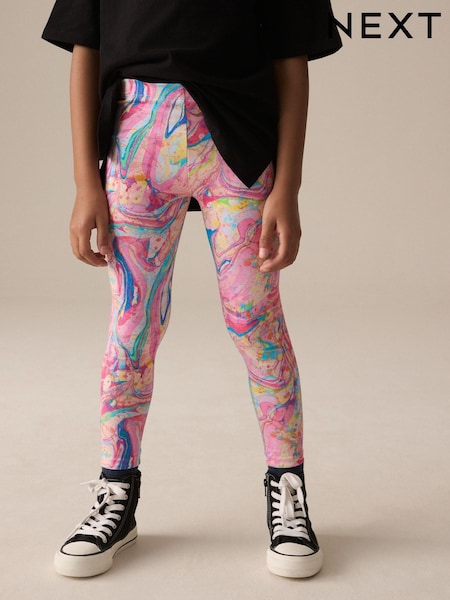 Pink Multi Marble Printed Leggings (3-16yrs) (E61320) | AED25 - AED51