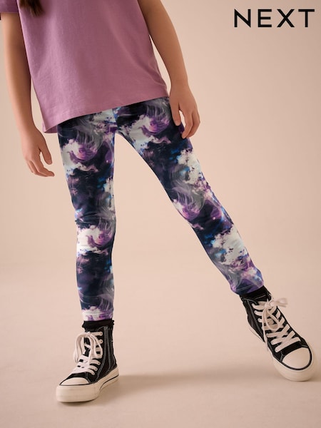 Purple/Black Swirl Printed Leggings (3-16yrs) (E61323) | €7 - €14
