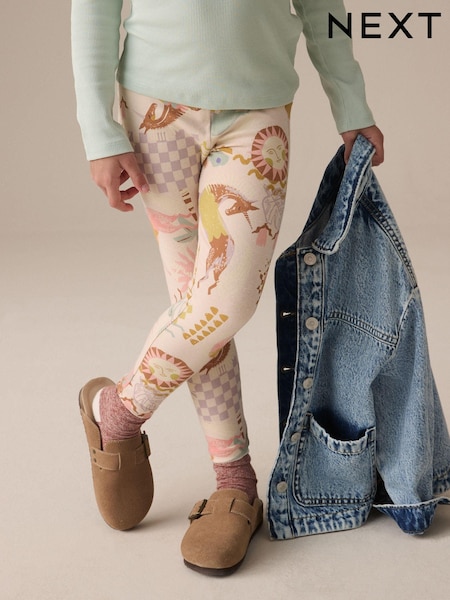 Neutral Unicorn Printed Leggings (3-16yrs) (E61325) | €7 - €14