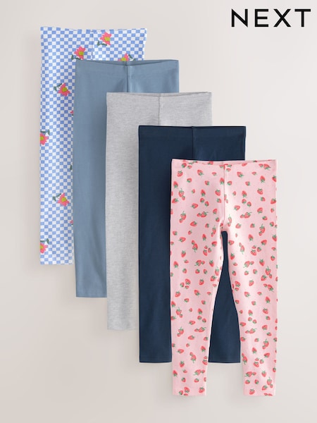 Erdbeer/Blau/Marineblau - Leggings 5 Pack (3-16yrs) (E61331) | 28 € - 40 €