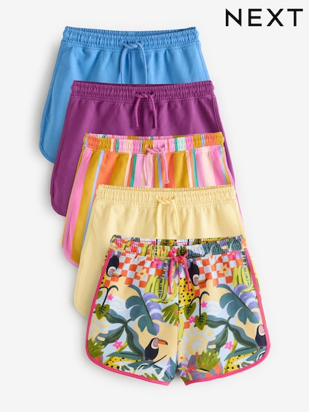 Multi Tropisch/Rosa/Gelb/Blau/Lila/Streifen - Jersey Shorts 5 Pack (3-16yrs) (E61337) | 28 € - 37 €