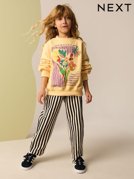 Yksivärinen Raita - Sweatshirt And Barrel Leg Trousers Set (3-16yrs) (E61415) | €27 - €33
