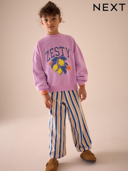 Purple Lemon Stripe Sweatshirt And Trousers Set (3-16yrs) (E61418) | €30 - €37