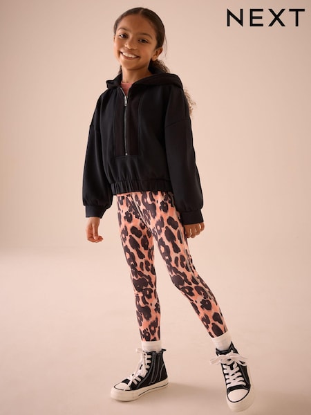 Black Half Zip Hoodie And Animal Sports Leggings Set (3-16yrs) (E61615) | 1,029 UAH - 1,276 UAH