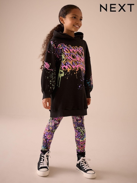 Black Graffiti Hoodie And Leggings Set (3-16yrs) (E61639) | €28 - €35