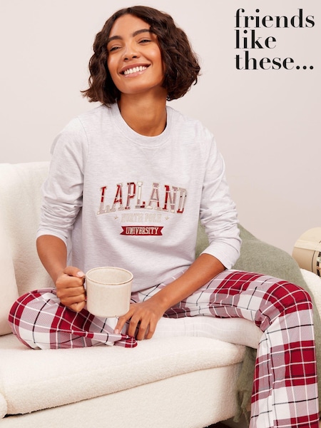 Friends Like These Grey Lapland Graphic Long Sleeve Check Pyjamas (E61660) | AED147