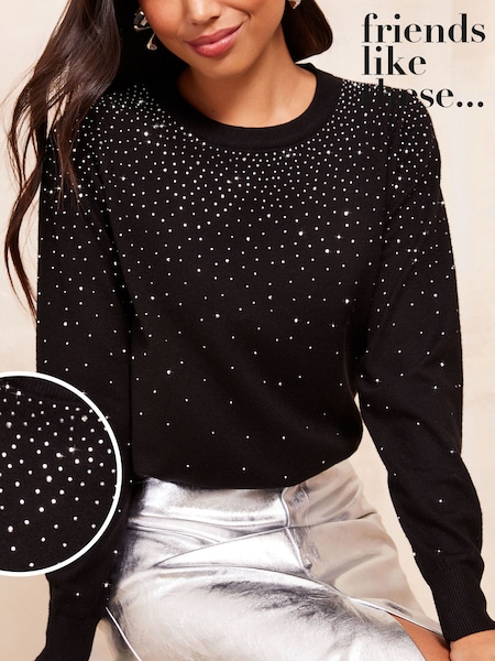 черный Scatter - Friends Like These Hotfix Knit Jumper (E61679) | €32