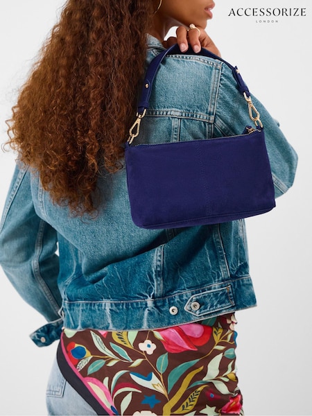 Blå - Accessorize Leather Cross-body Handbag