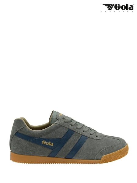 Grey - Regular Gola Harrier Suede Lace-up Trainers