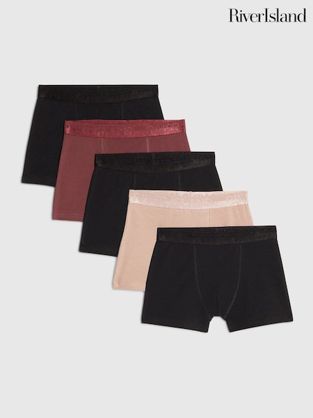 Svart - River Island Metallic linning 5 -pakke Boksershorts