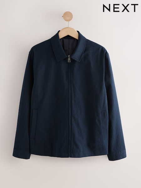 Navy Blue Seersucker Shacket (E61787) | ₪203