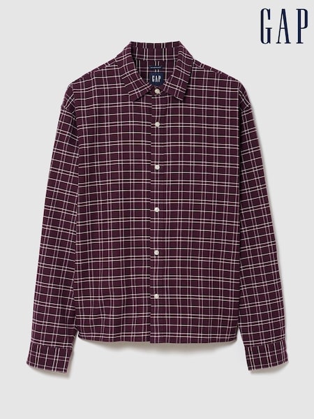Burgundy Check - Regular Gap Relaxed Boxy Straight-hem Oxford Shirt