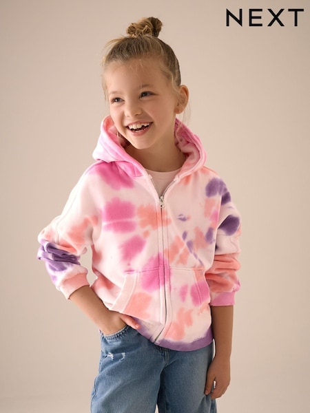 Multi Pink Tie Dye Zip Through Hoodie (3-16yrs) (E61809) | €17 - €24