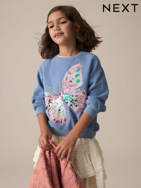أزرق - فراشة ترتر - Sweatshirt (3-16yrs) (E61823) | ‏90 ر.س.‏ - ‏119 ر.س.‏