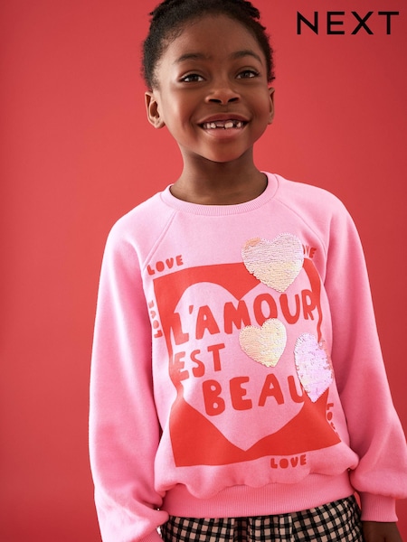 Pink Sequin Hearts Sweatshirt (3-16yrs) (E61824) | €18 - €25
