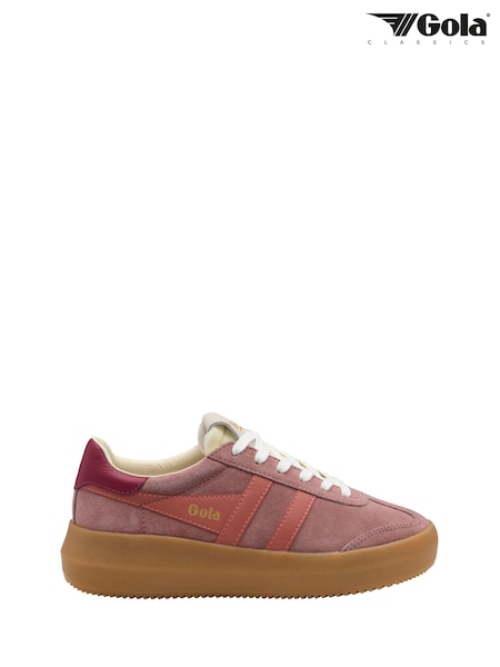 Purple - Gola Athena Suede Lace-up Trainers