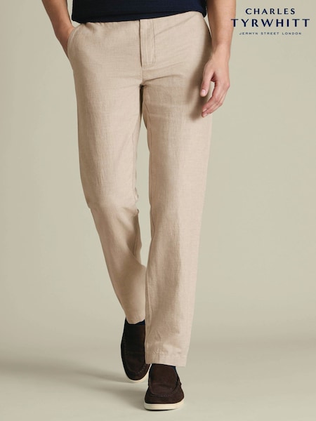 Natur - Regular Charles Tyrwhitt Slim Fit Linen Cotton Chinos