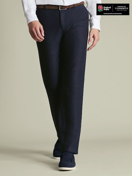 Blau - Regular Charles Tyrwhitt Slim Fit Linen Cotton Chinos