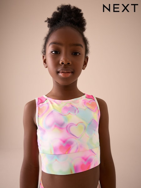 Diseño de varios corazones en rosa - Sports Crop Top (5-16yrs) (E61900) | 12 € - 19 €