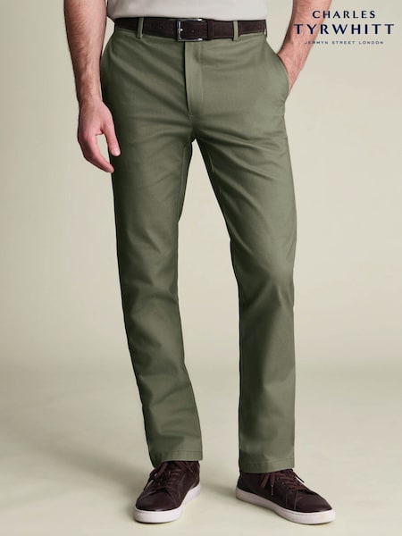 Verde oliva - Slim Fit Charles Tyrwhitt Ultimate Non-iron Chinos