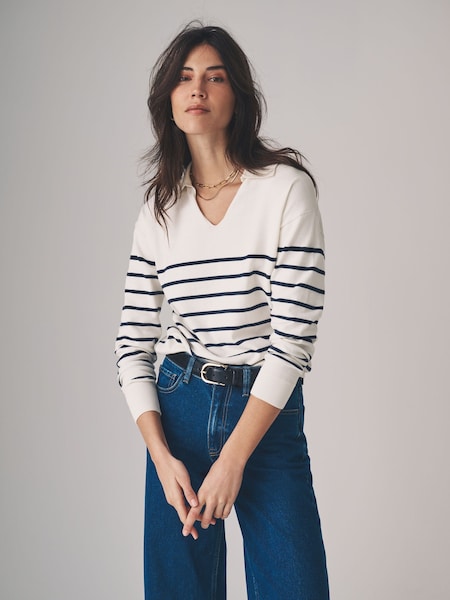 The Set Navy/Cream Stripe /Cream/Navy Stripe 2 Pack Fly Collar Jumpers (E61979) | €46