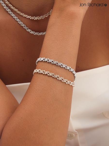 Silver Tone - Jon Richard Rhodium Plated Crystal Fine Multi Stone Bracelet