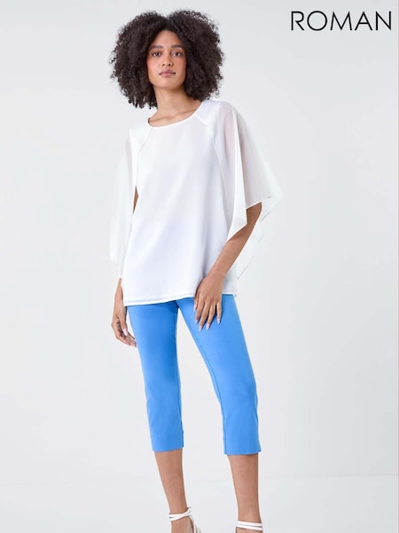 Roman Plain Split Detail Overlay Top (E62055) | 45 €