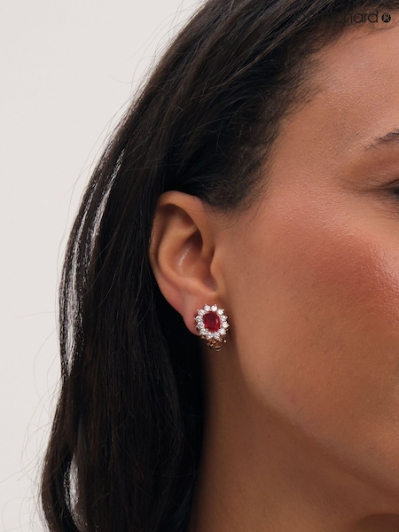 Gold - Jon Richard Plated And Ruby Vintage Halo Clip Earrings