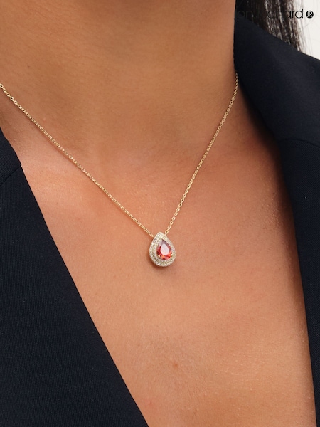 Gold - Jon Richard Plated Cubic Zirconia Garnet Pear Pendant
