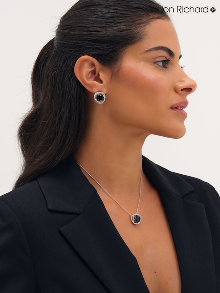 Silver - Jon Richard Rhodium Plated Cubic Zirconia Twist Halo Sapphire Pendant