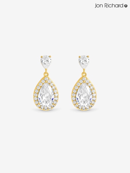 Gold Tone - Jon Richard Plated Cubic Zirconia Peardrop Earrings