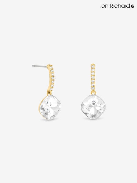 Silver - Jon Richard Rhodium Plated And Pave Stick Drop Earrings